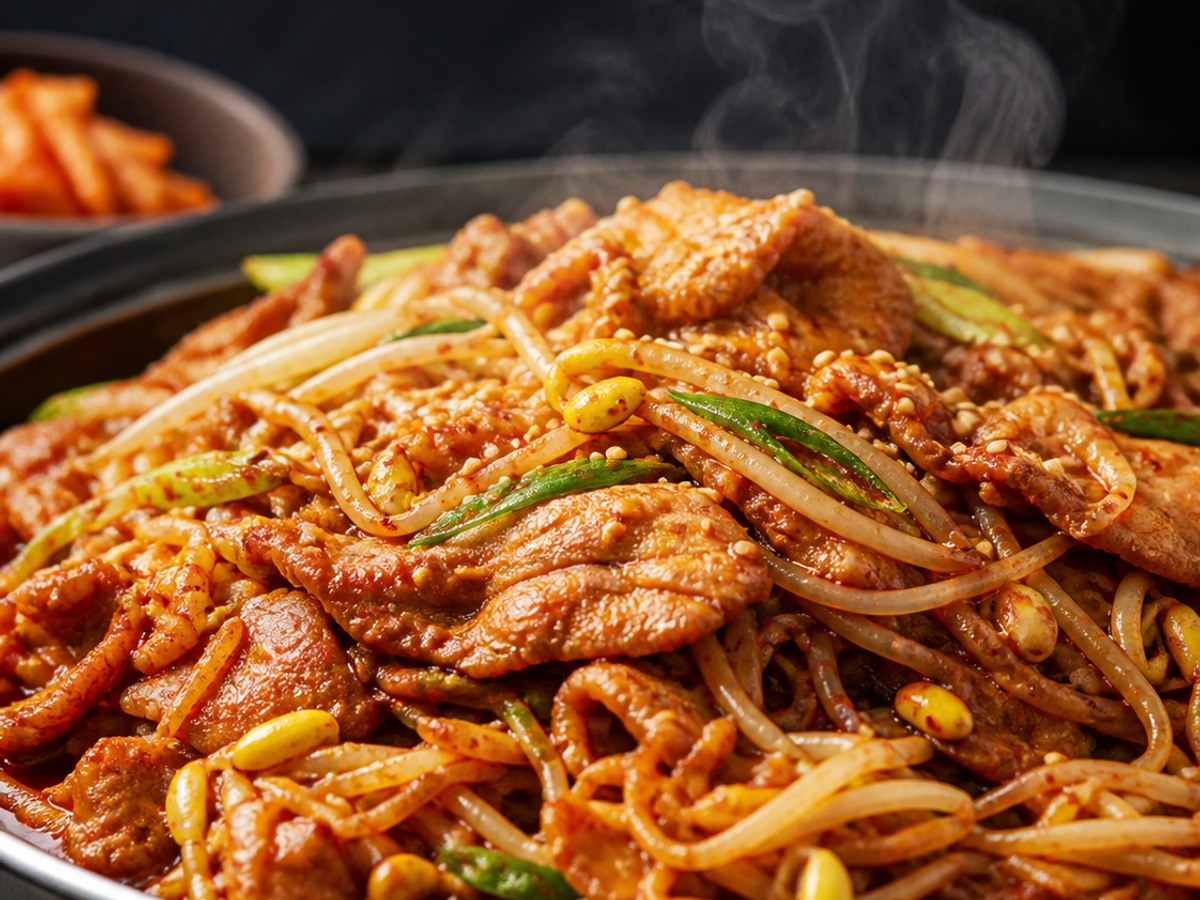 매콤한 돼지고기와 아삭한 콩나물불고기